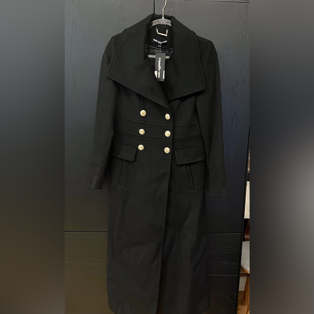 Karl Largerfield Wool Blend Pea Coat Womens Size Small NWT